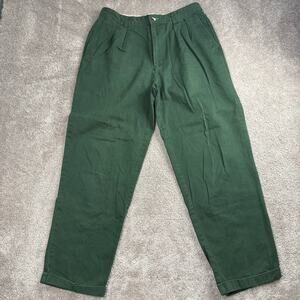Tommy Hilfiger Green Pleated Chino Pants Size 33 Classic Fit Casual Preppy Corp
